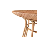 Stylish Round Table With Wooden Top And Rattan Base For Home Decor