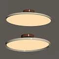 Modern Round Ceiling Light With White Shade And Wooden Base For Home Interior