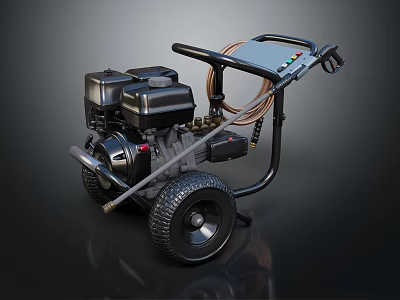 Heavy Duty Wheeled Pressure Washer With Engine Coiled Hose And Control Panel 3d model