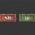 Assorted Colored Wooden Crates With Orange Brown Red Green Hues And Metal Handles White Labels
