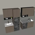 Modern Wooden Balcony Cabinet With Washing Machine Sink And Storage