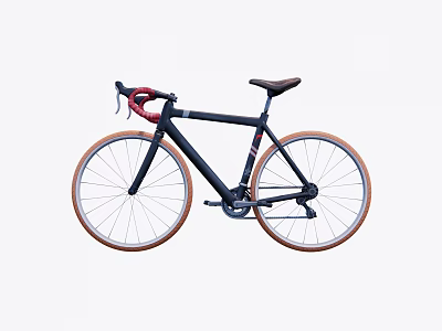 Stylish Black Bicycle With Red Handlebars Brown Seat And White Rims 3d model