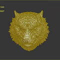 Silver Tiger Head Sculpture With Intricate Texture And Reflective Surface On Gray Background