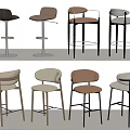 Modern Stylish Bar Stools With Curved Backrest And Neutral Color Tones