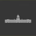 US Capitol Building 3D Model With White Dome And Green Roof Architecture