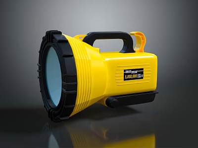 Safety Pro Yellow Flashlight with Black Handle and Sturdy Construction for Outdoor Emergency Use 3d model