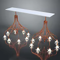 Modern Copper Chandelier With White Shades And Reflective Base Design