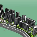 Modern Residential Community Design With High Rise Buildings Green Areas And Road Layout