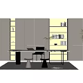 Study Bookcase Manager's Room Bookcase Bookshelf Desk Writing Desk Boss Desk Display Bookcase Potted Plant 3d model