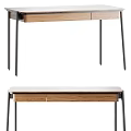 Modern Minimalist Dining Table With Wooden Top And Metal Legs Design