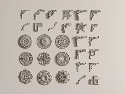 Ornate Decorative Carvings With Various Floral And Geometric Patterns 3d model