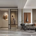 Modern Living and Dining Room Interior Design With Sofa Coffee Table Bookshelf And Floor Lamp