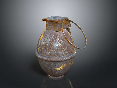 Rusty Metal Grenade Weapon With Pull Pin Military Design And Aged Appearance 3d model
