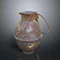 Rusty Metal Grenade Weapon With Pull Pin Military Design And Aged Appearance 3d model