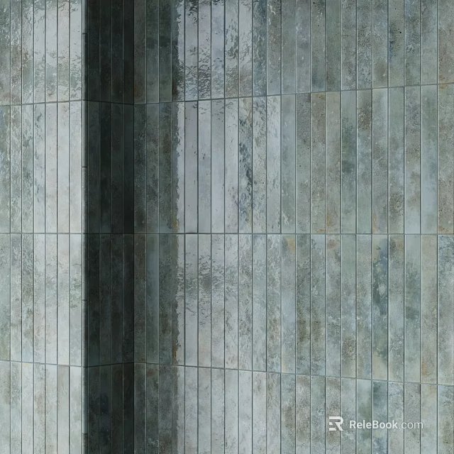 Decorative Wall Components With Long Rectangular Gray Textured Tiles For Interior Design 3d model