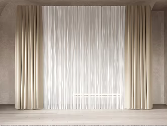 modern curtain gauze curtain 3d model