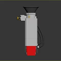Tactical Weapon Device With Red White Gray Components Blue Cylinder Container And Black Tubes