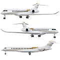 White Business Jets With Gold Accents In Multiple Views