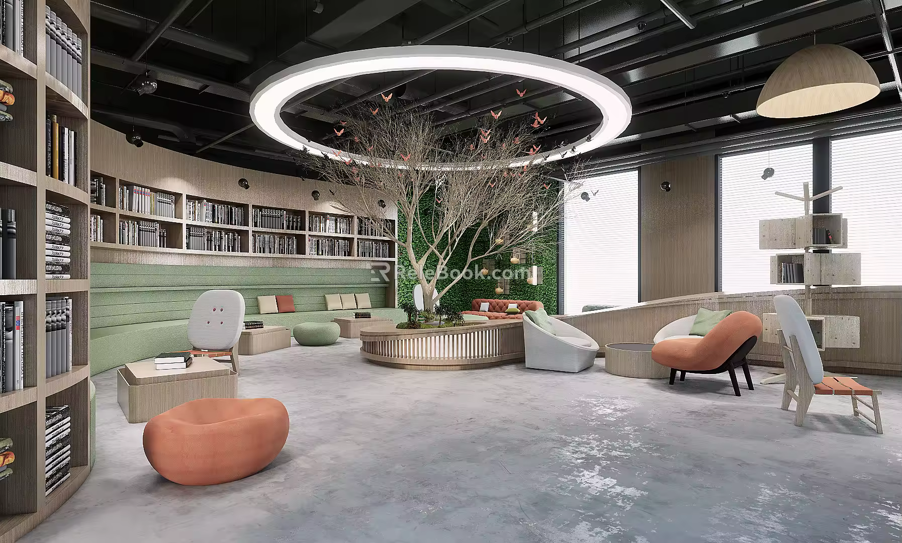 modern library 3d model