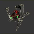 Mechanical Creature Character With Red Head Green Eyes And Metal Legs Design