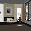 Modern sofa combination side table green plant carpet floor lamp 3d model