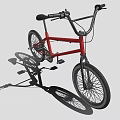 Red BMX Bicycle with Black Handlebars Black Seat and Large Wheels