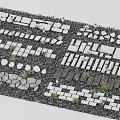 Outdoor Paving Stone Designs With Various Shapes Arrangements And Small Plant Accents