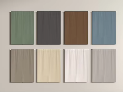 Various Colored Curtain Panels Display In Different Shades For Home Decor 3d model