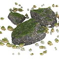 Natural Stone And Wood Elements In Rustic Landscape Decor With Mossy Surfaces