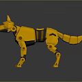 Yellow Low Poly Mechanical Dog 3D Model With Geometric Design And Joints 3d model