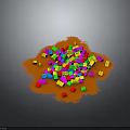 Colorful Building Blocks Scattered On Vibrant Orange Background For Daily Use