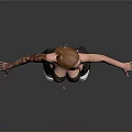3D Female Character Model With Red Hair Crop Top Tattoos Cargo Pants And White Shoes