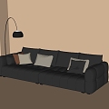 Modern Black Leather Sofa Multiplayer Sofa 3d model