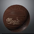 Red Leather Basketball With Embossed Magic Text And Star Design