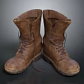 Brown Leather Work Boots With Lace Up Design And Vintage Style