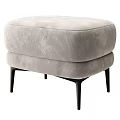 Gray Upholstered Ottoman With Black Slim Legs Modern Living Room Furniture