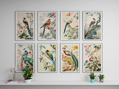 New Chinese Animal Painting Drawing Frame model