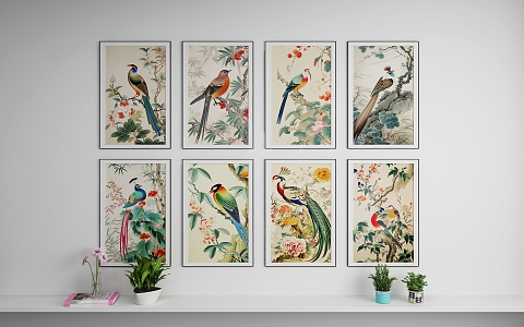 New Chinese Animal Painting Drawing Frame 3d model