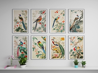 New Chinese Animal Painting Drawing Frame 3d model