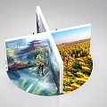 Anime Themed Photo Check in Spot With Castle Cherry Blossom Trees Snowy Mountains