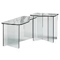 Modern Transparent Coffee Table Set With Geometric Brown Acrylic Structure Design