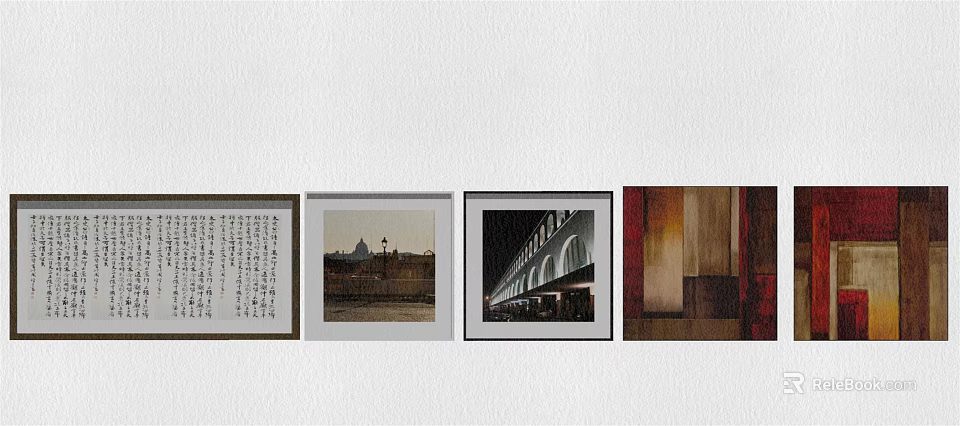 Framed Artworks Wall Display With Various Themes And Home Interior Decorative Styles 3d model 