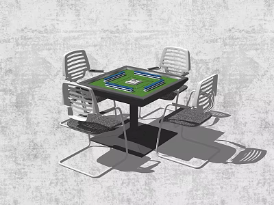 Entertainment Table with Four Chairs and Green Surface for Board Games 3d model