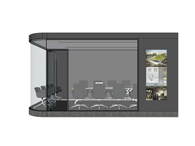 Modern Conference Room With Glass Walls Conference Table And Display Screens 3d model