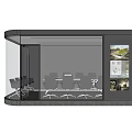 Modern Conference Room With Glass Walls Conference Table And Display Screens