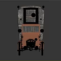 Vintage Orange Truck With Wooden Cargo Bed And Black Wheels With Orange Rims