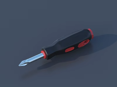 Professional Hardware Tool Screwdriver with Black Handle Red Accents and Silver Blade 3d model