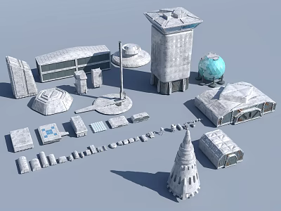 Industrial Equipment 3D Models Featuring Tower Dome Platform and Pipe Structures 3d model