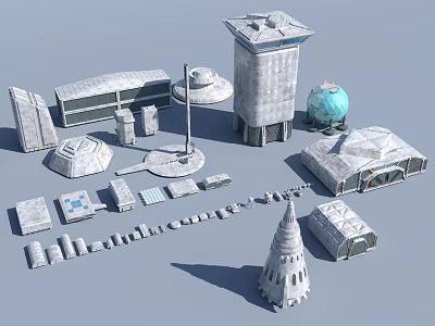 Sci-fi Space Component Space Base Module Lunar Cabin Cyberpunk Ornaments Industrial LOFT 3d model