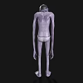 Slim Eerie Game Movie Character With Pale Skin Long Limbs And Head Patterns